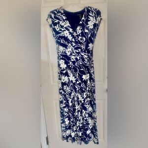 Maggy London Navy and White Floral Jumpsuit